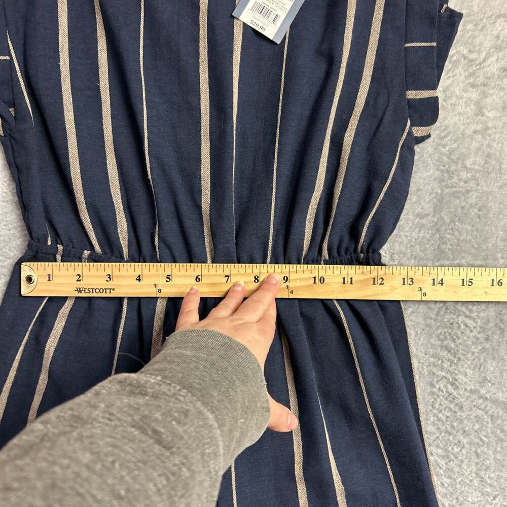 Universal Thread Jumpsuit Romper NWT - Striped Navy/Tan Wide Leg Sz XS - Picture 10 of 16